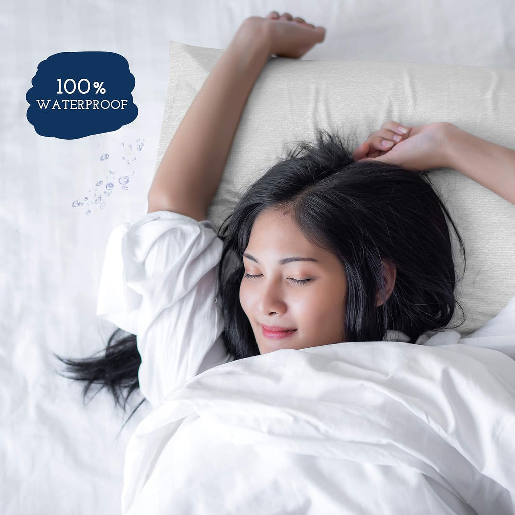 Little Sleepy Head Waterproof, Zippered Standard Pillow Protectors, Terry Cotton, Pillow Covers Protect from Moisture - 2 Pack, (21x27)