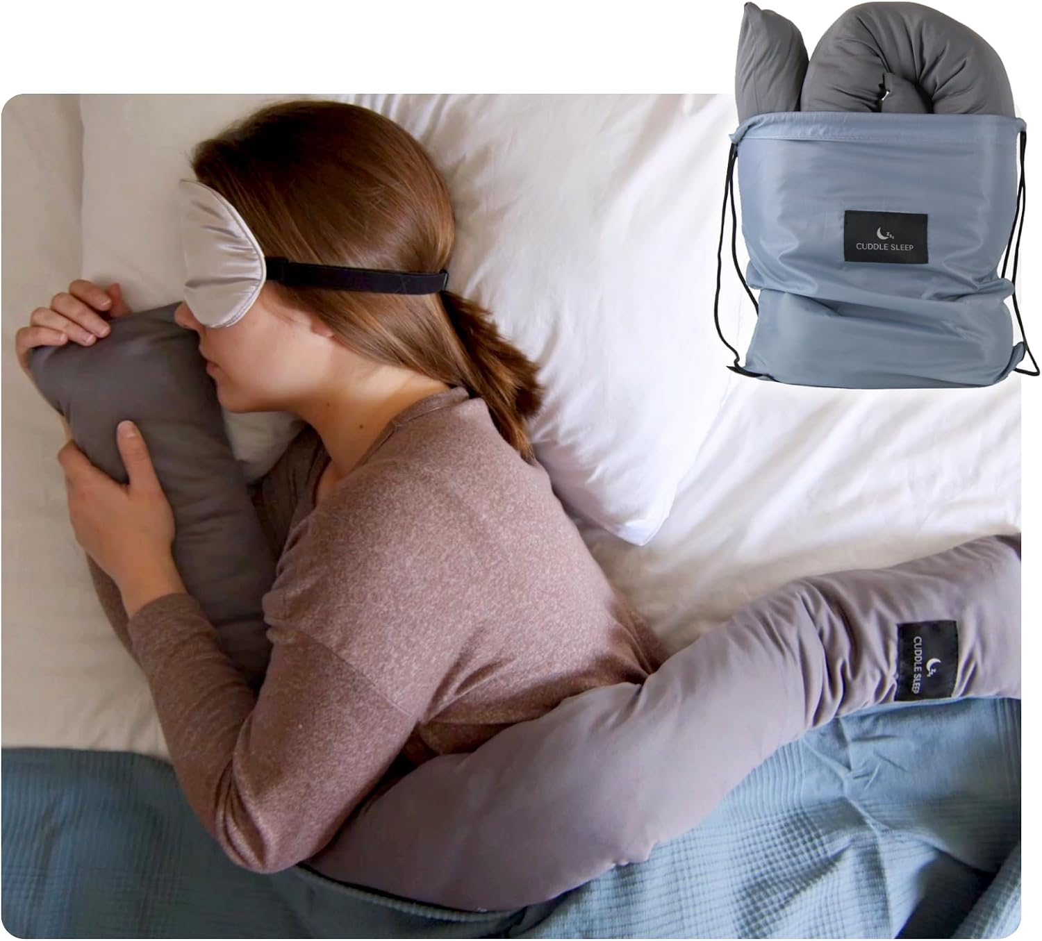 Good Karma Mart Cuddle Sleep Weighted Pillow - Sensory Pillow - Cuddles You to Sleep - Cool Touch Sleeve - Travel Friendly - 52inches - Wei…