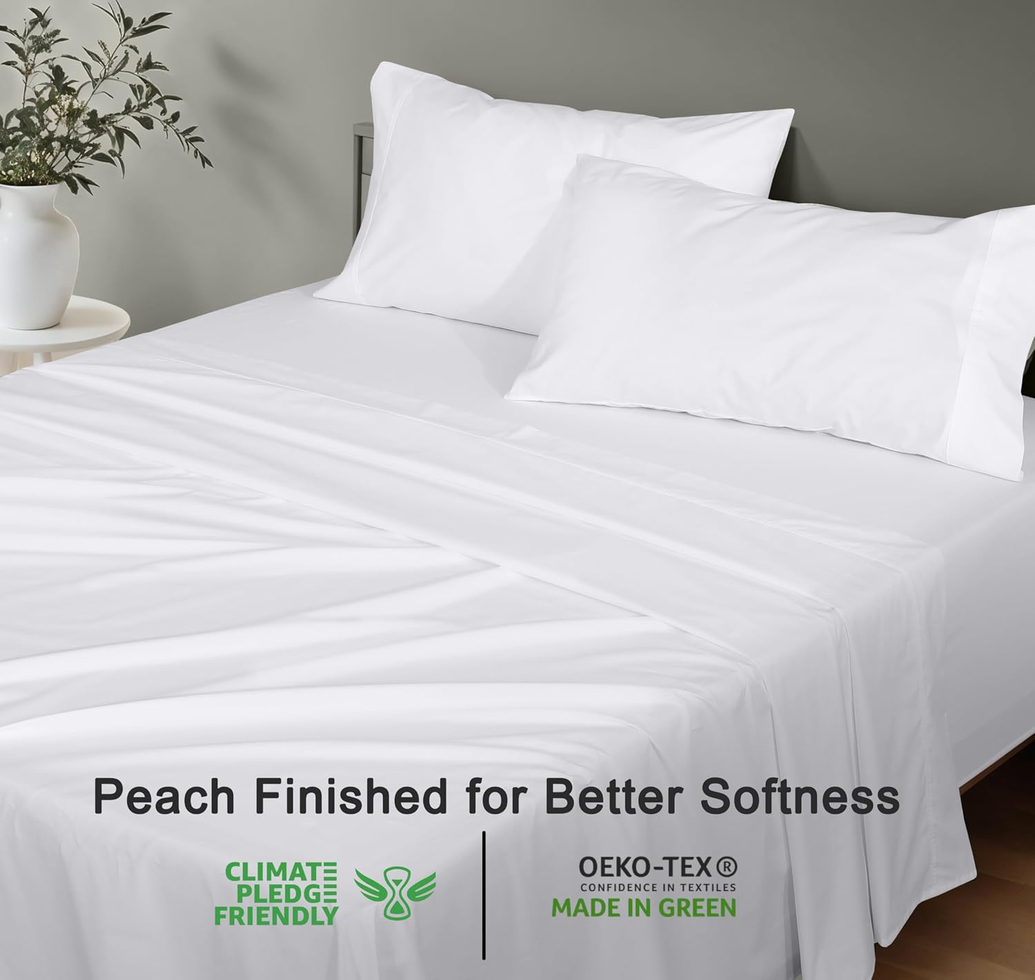 Ruvanti 100% Cotton Organic Percale Sheets Twin XL Size – Crisp Cooling Bed Sheets for Hot Sleepers, Deep Pocket 15”, Soft Peach Finish, Br…
