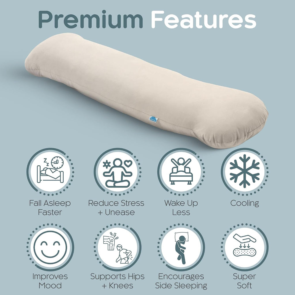 SleepCloud Weighted Body Pillow 8lbs - Weighted Pillow for Deeper Sleep (48" x 14") - Cooling Body Pillows for Adults, Side Sleeper Body…