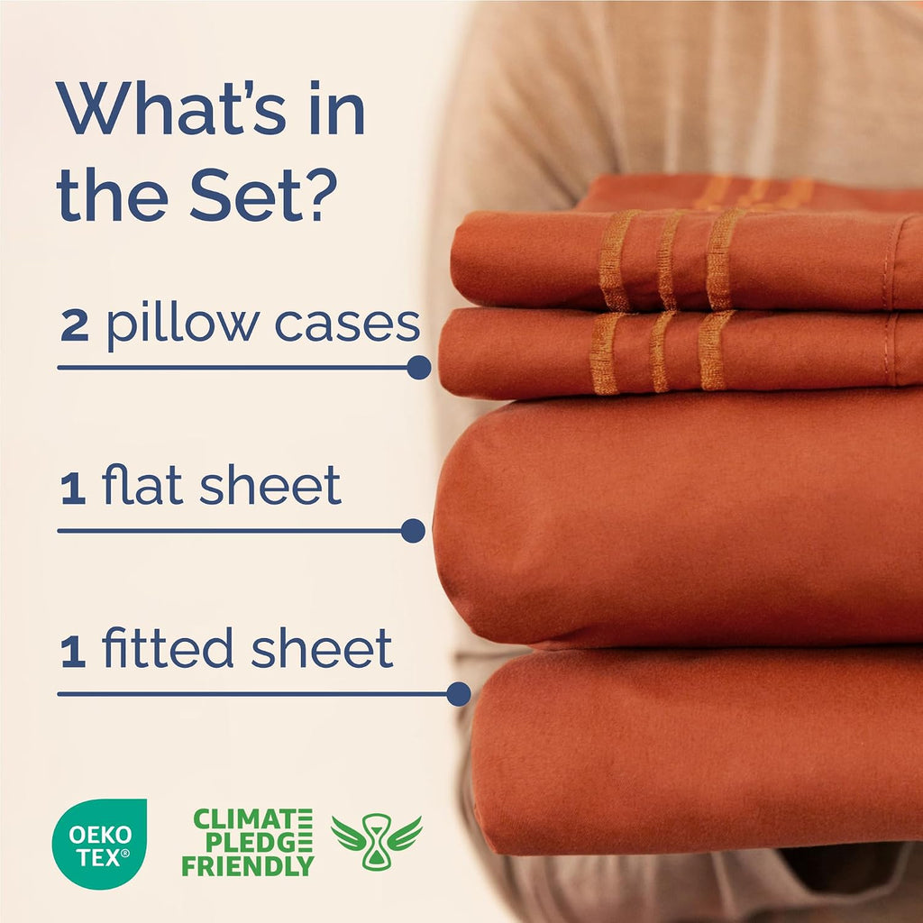 Full Size 4 Piece Sheet Set - Comfy Breathable & Cooling Sheets - Hotel Luxury Bed Sheets for Women and Men - Deep Pockets, Easy-Fit…