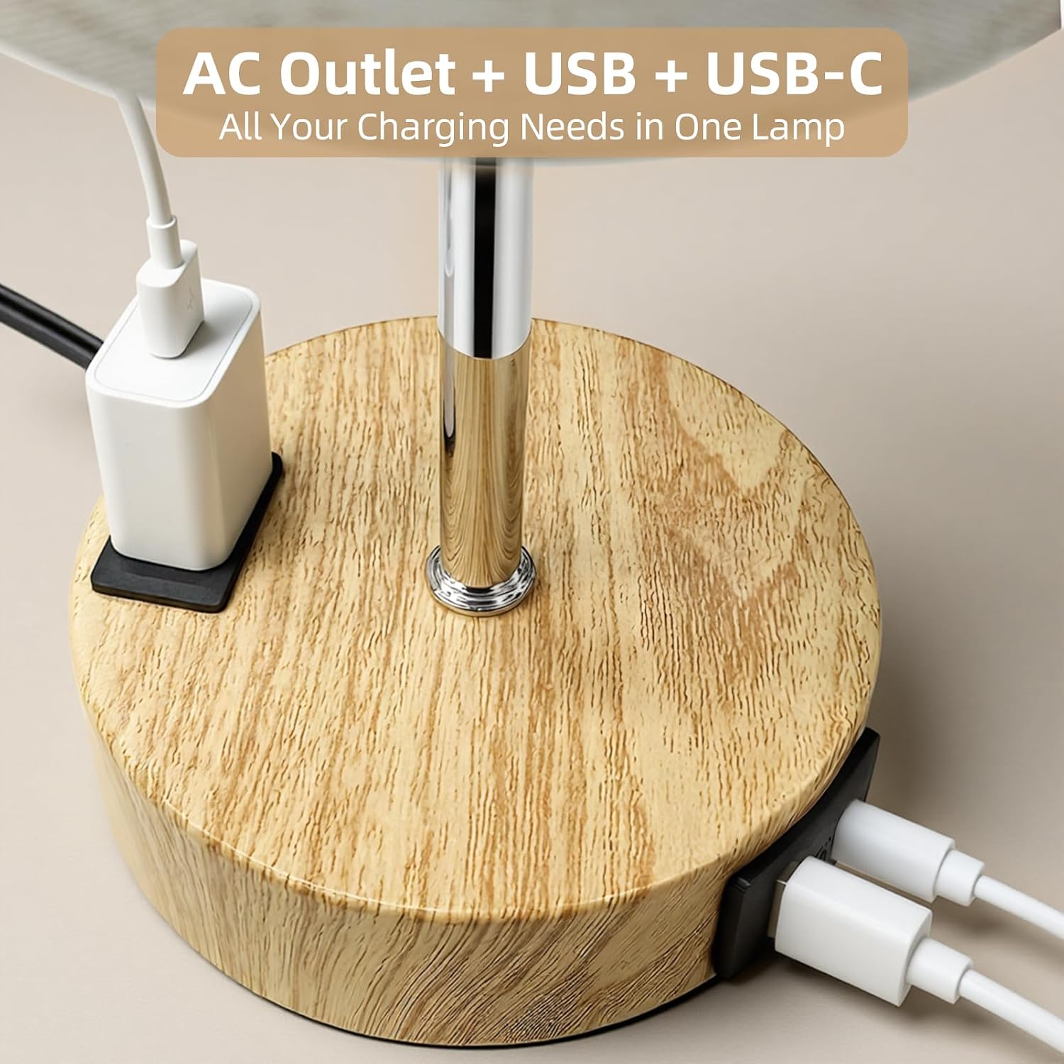Fitfull 2-Pack Table Lamps, High-Sensitivity Touch, 3-Level Dimmable Bedside Lamp with AC Outlet | USB | and USB-C, Ideal Nightstand…