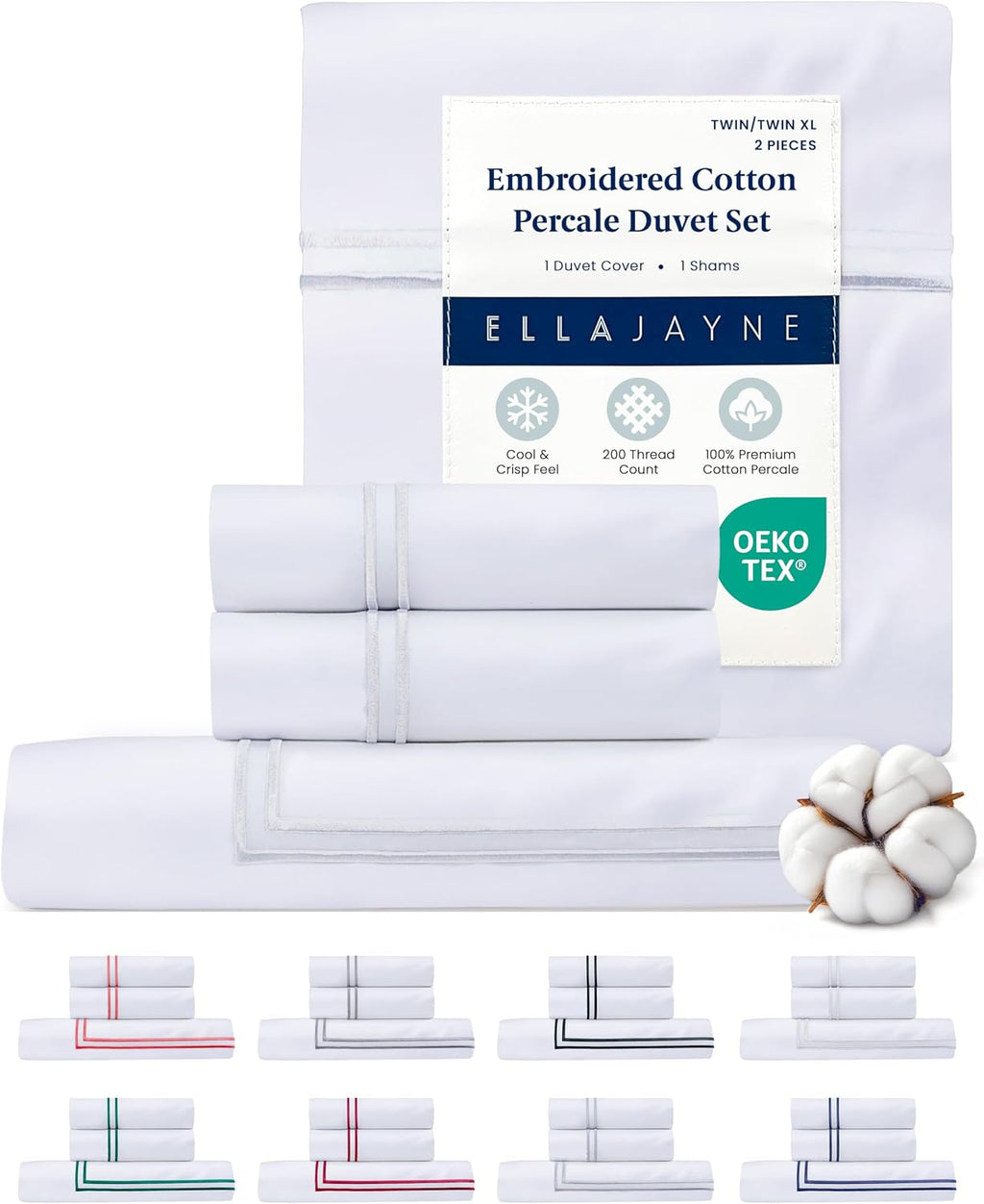 Ella Jayne Twin Duvet Cover (2 Pieces), 100% Cotton Percale, Twin/Twin XL, Soft, Breathable & Lightweight Including Duvet Cover Twin (1…