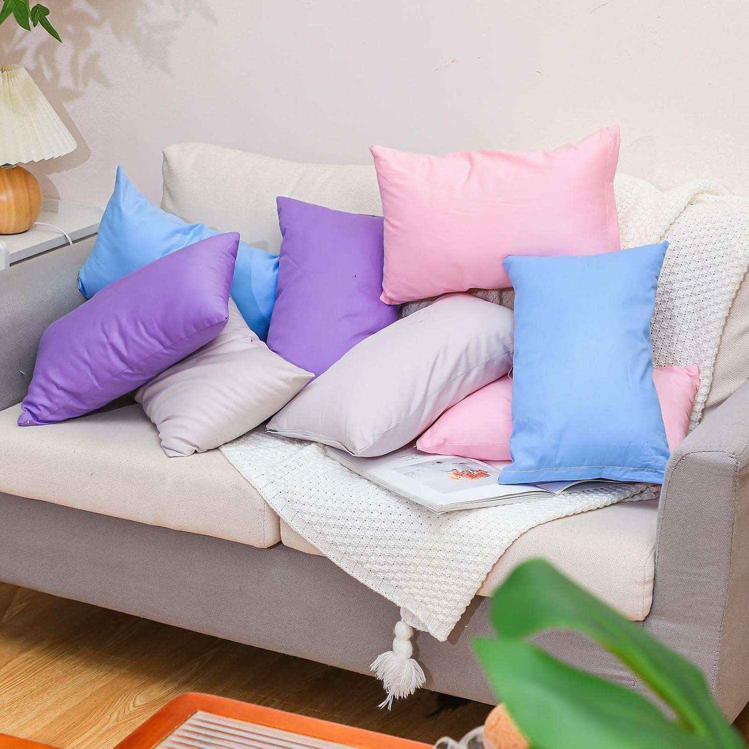 Kigley 16 Pcs Mini Pillow 14" x 9" Small Pillows for Sleeping Daycare Travel Nap Time Neck Lumbar(Light Colors) 16 Pcs 9 inches blue