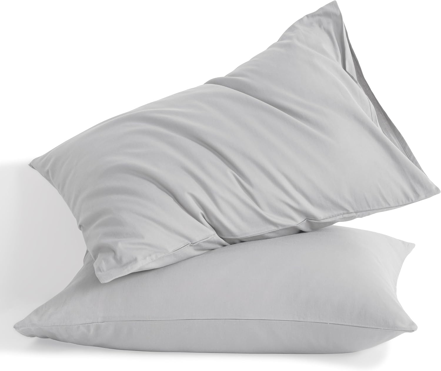 Ntbay Queen Cotton Pillowcases - Envelope Closure 20x30 Pillowcases Set of 2, Breathable and Soft Bed Pillow Cases, Light Grey Cotton Grey