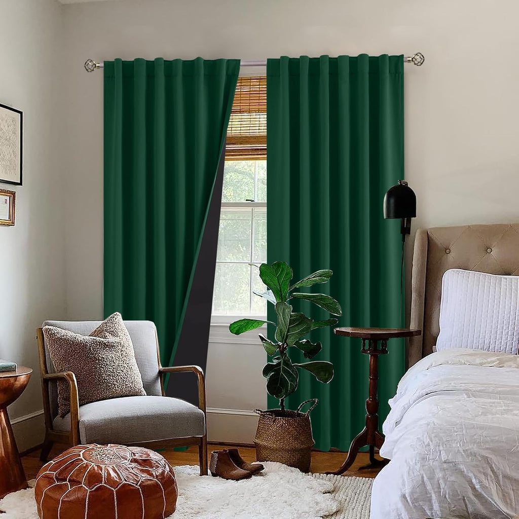 BGment 100% Thermal Insulated Blackout Curtains 95 Inches Long with Liner, Rod Pocket and Back Tab Double Layer Noise Reduce Room…