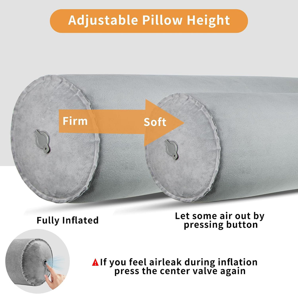 Eulant Inflatable Long Bolster Body Pillow for Adults Kids, Round Cervical Roll Cylinder Bolster Body Pillow for Hugging Sleeping, Back, Neck…