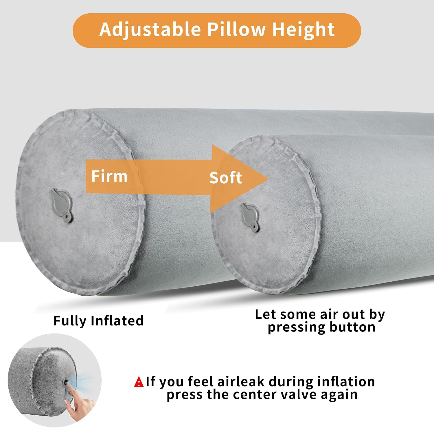 Eulant Inflatable Long Bolster Body Pillow for Adults Kids, Round Cervical Roll Cylinder Bolster Body Pillow for Hugging Sleeping, Back, Neck…