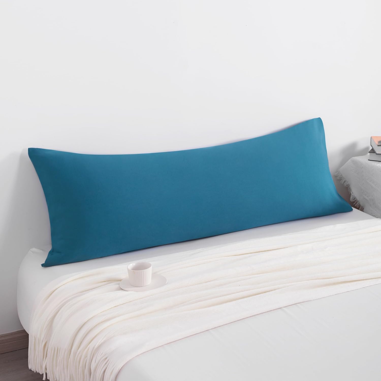 Ntbay Body Pillowcase, 20x54 inches, Teal Blue, Brushed Microfiber, Envelope Closure, Ultra Soft, 1800 Thread Count, Machine Wash, 1 Set Bl…