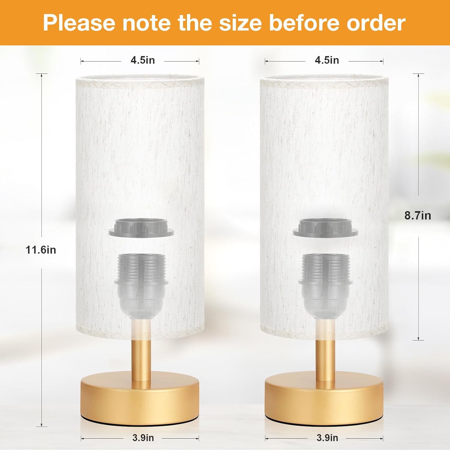 PartageiZ Small Table Lamp for Bedroom Set of 2 - Bedside Lamps for Night Stands, Minimalist Nightstand Light Lamp for Reading Room, Kids…