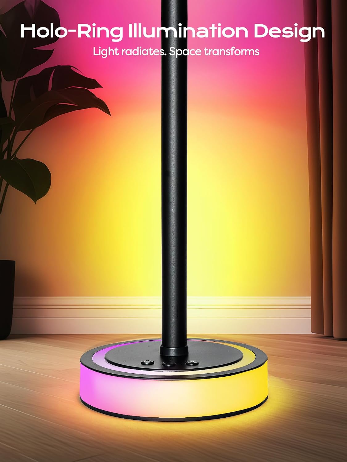 Smart Corner Floor Lamp, RGBICW LED Standing Lamp with App Control, 16 Million Colors with Music Sync, Dimmable Ambient Light for…