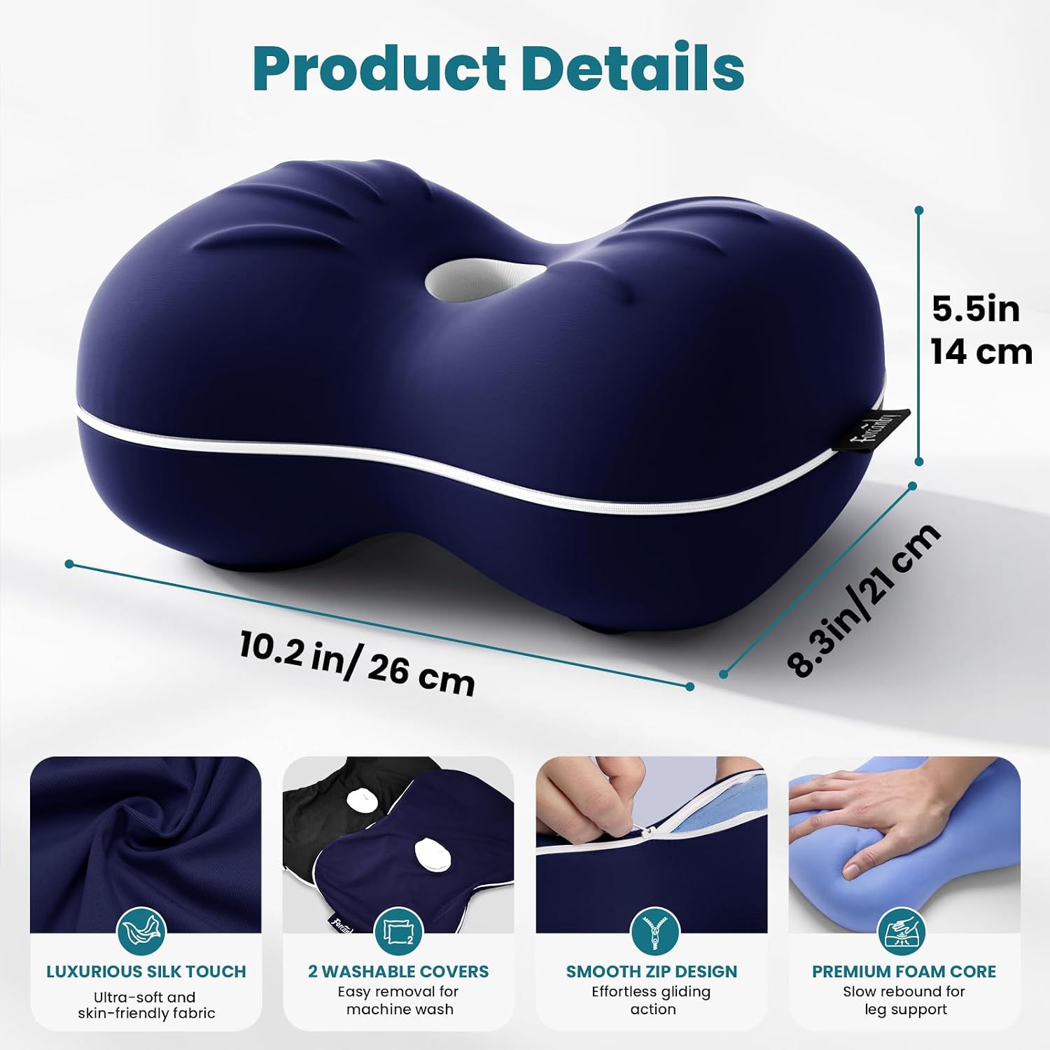Knee Pillow for Side Sleepers - Smooth Spine Alignment Pillow, Memory Foam Knee Pillows for Back Hip Pain, Spine Aligning, Sciatica…