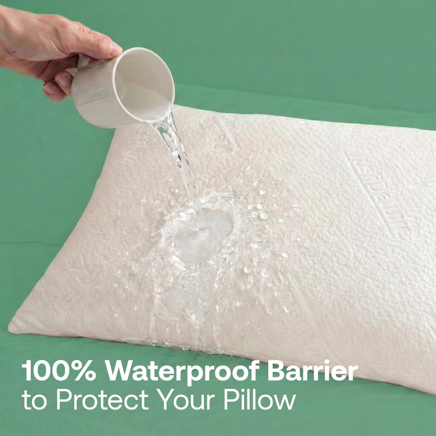 PlushDeluxe Waterproof Pillow Protector Covers - Viscose Made from Bamboo – Allergy, Dust, and Mite Proof Zippered Pillowcase, Set of 2 Que…