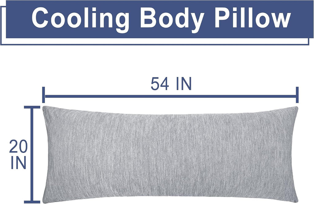 Dwcn Cooling Body Pillow for Adults, 20x54 Inch Light Grey - Shredded Memory Foam Body Pillow with Removable & Adjustable Filling, Full Bod…