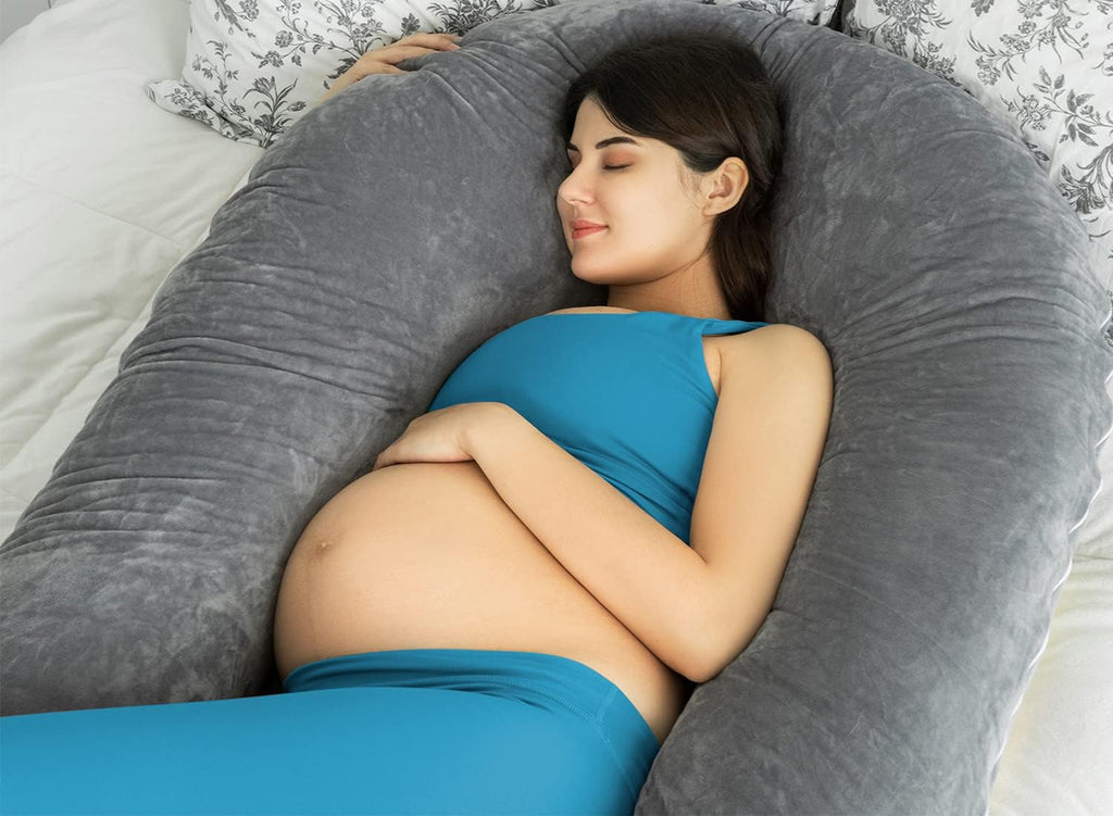 QUEEN ROSE Pregnancy Pillows for Sleeping, U Shaped Body Pillow for Pregnancy, 65 inch Maternity Pillow for Tall Pregnant Women with Gray…