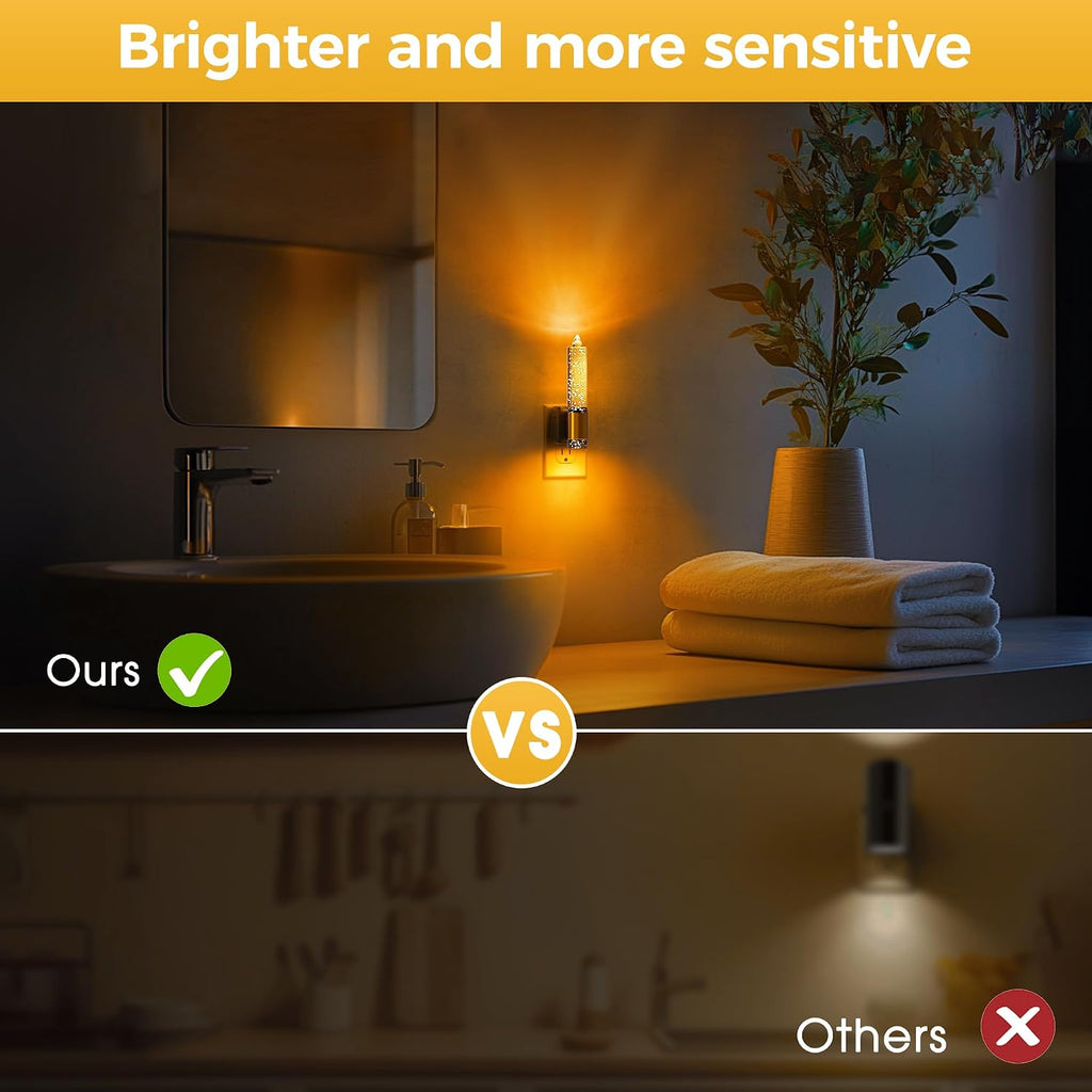 L LOHAS LED Night Light, Amber Candle Night Lights Plug into Wall,2 Pack 0-100 LM Dimmable Nightlight, Plug in Bubble Night Light with…