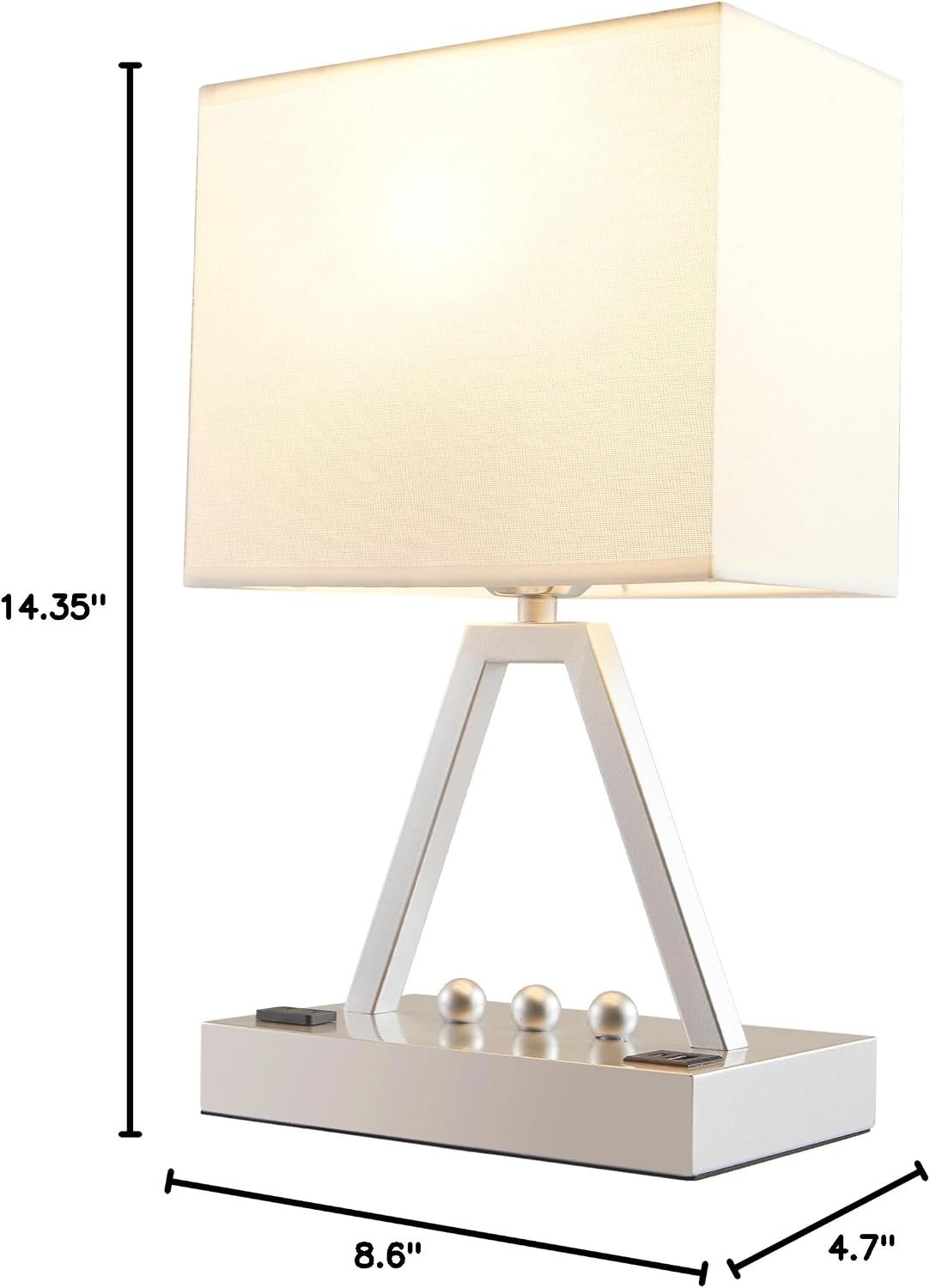 Briever Touch Control Table Lamp, 3-Way Dimmable Desk Lamp with USB C & A and AC Outlet, Bedside Lamp with Phone Stand and Fabric Shade for…