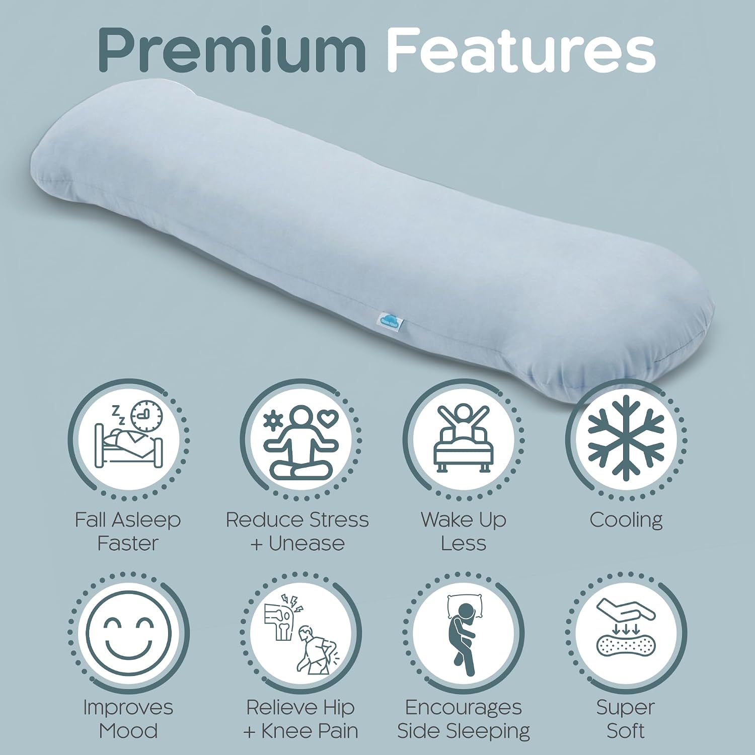 SleepCloud Weighted Body Pillow 6.5lbs - Weighted Pillow for Deeper Sleep (41” x 10”) - Cooling Body Pillows for Adults, Side Sleeper…