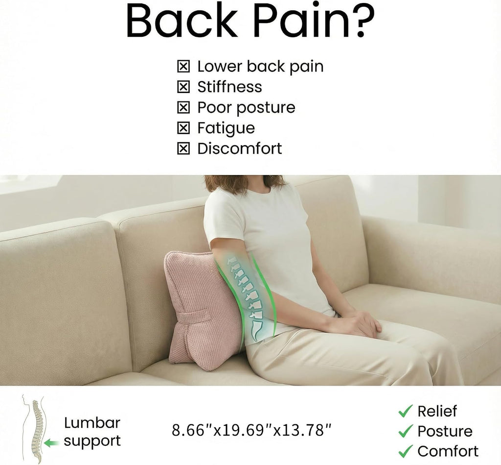 Pat. Pend. Corduroy Back Support Pillow for Sitting, Ideal for Expecting Moms, Low Back Cushion for Bed Sitting, Reading & Relaxing…