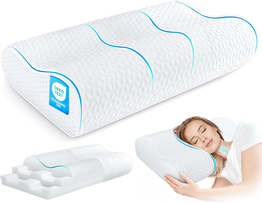 zibroges Cervical Neck Pillow King Size - Cooling Adjustable Sandwich Dynamic Memory Foam Pillows for Sleeping, Contour Pillow Ergonomic Or…