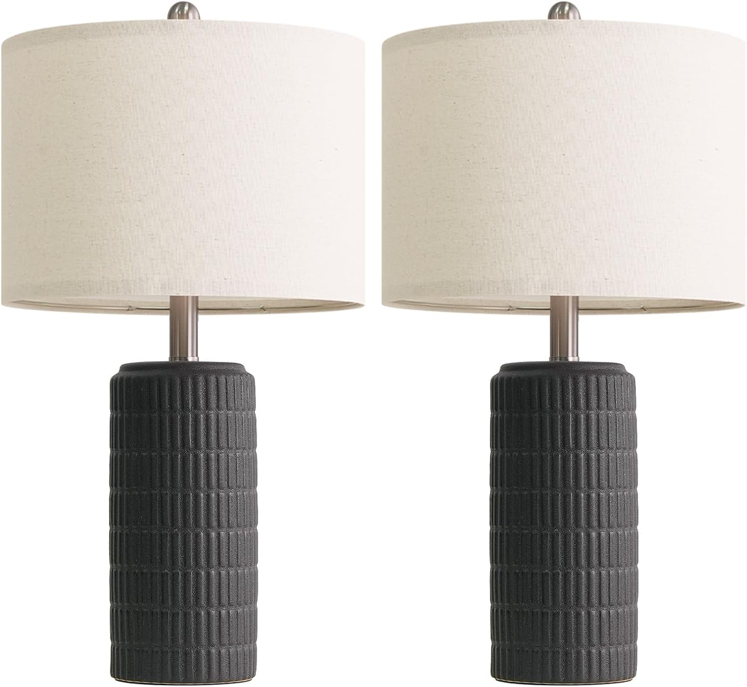 PoKat 23" Matte-Textured Ceramic Table Lamps Set of 2 for Bedroom, Stone-Like Modern Bedside Lamps for Night Stands, Farmhouse Nightstand…