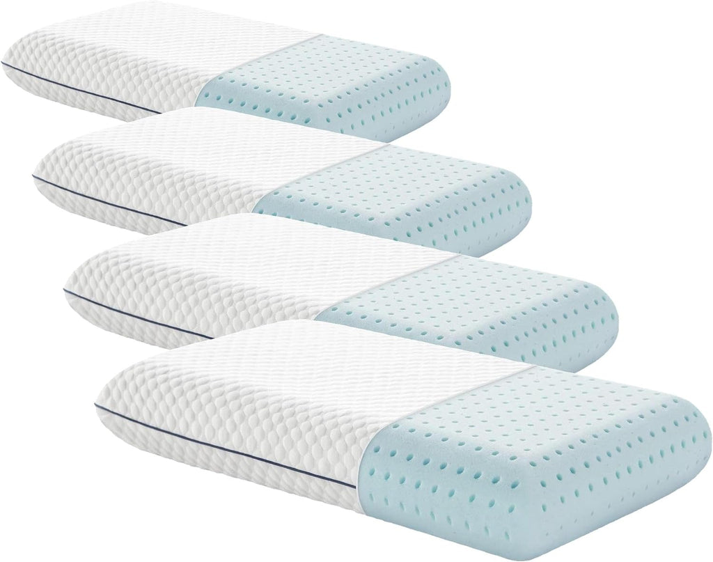 WEEKENDER Gel Memory Foam Pillow - King Size - 4-Pack - Medium Firm Feel - Neck and Shoulder Support - Side & Back Sleepers - Home…