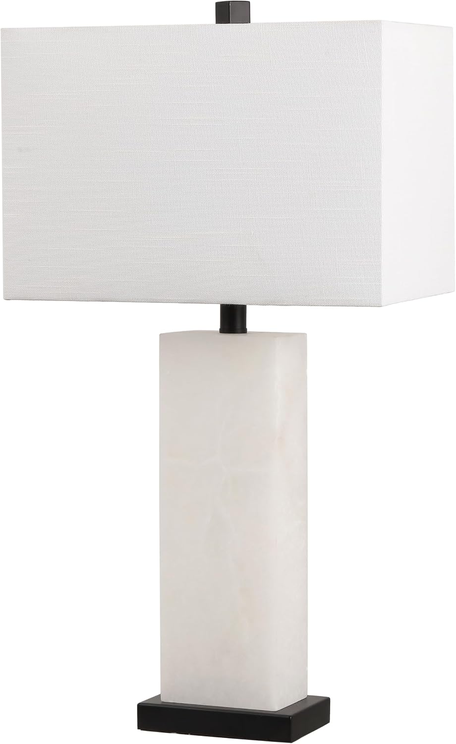 JONATHAN Y 27" White Black Alabaster Rectangular Table Lamp Contemporary Modern Bedside Nightstand Lamp for Living Room Bedroom with…