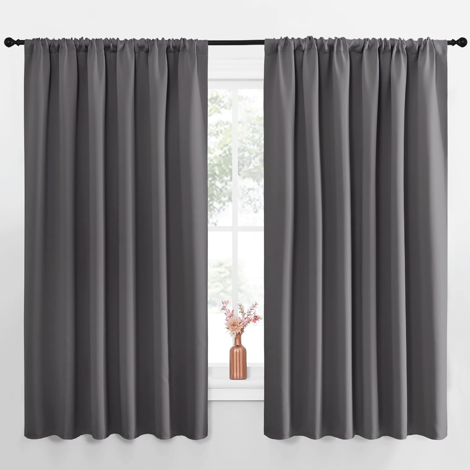 NICETOWN Blackout Curtain Panels for Window - Thermal Insulated Rod Pocket Blackout Drapes/Draperies for Dining Room (2 Panels, W70 x L63…