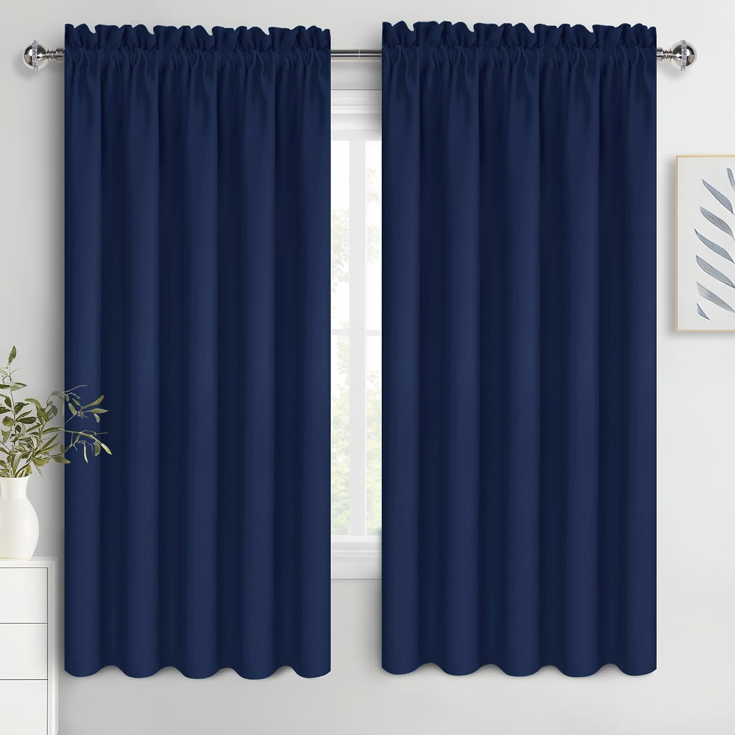 Dwcn Bedroom Blackout Curtains 60 x 63 Inches Length 2 Panels Set, Solid Thermal Insulated Energy Saving Window Treatment Drapes, Rod Pocke…