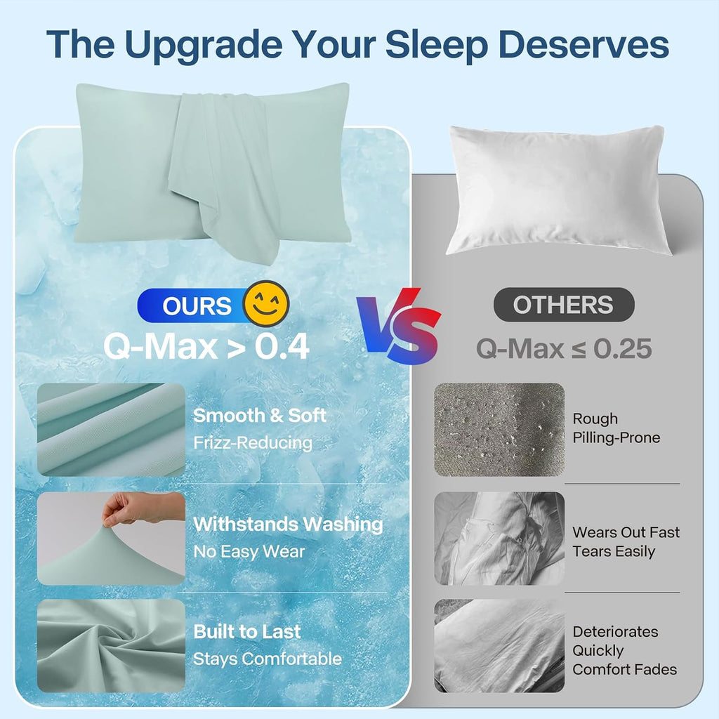 Premium Cooling Pillowcases King Size Set of 2 for Hot Sleeper & Night Sweats Beauty Sleep Reduces Wrinkles & Frizz Softer Than Silk…