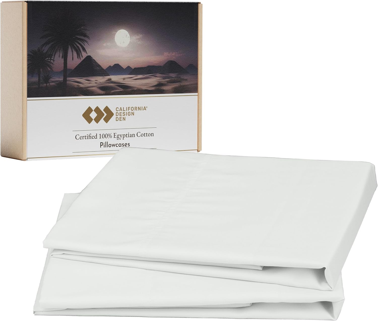 CaliforniaDesignDen California Design Den 100% Egyptian Cotton Pillow Cases Standard Size Set of 2, Sateen Weave, Soft and Breathable Pillo…