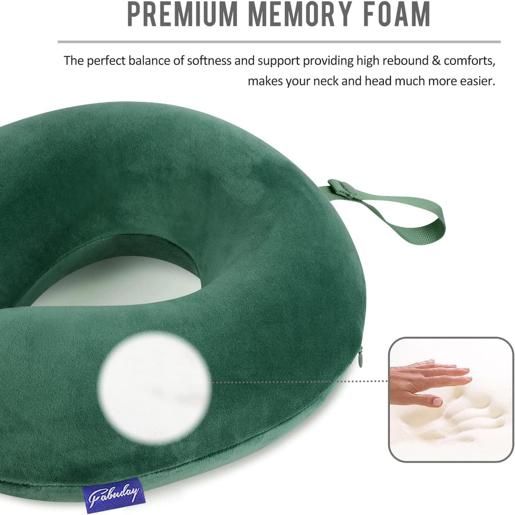 Fabuday Neck Pillow for Travel Memory Foam - Travel Pillows for Sleeping Airplane with Attachable Snap Strap Soft Washable Cover, Flight Pi…