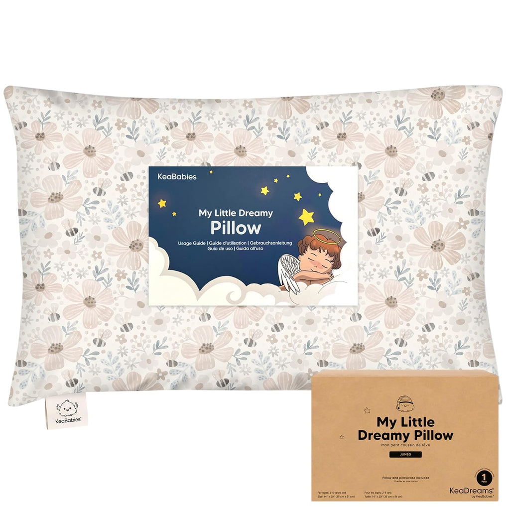 KeaBabies Toddler Pillow with Pillowcase, Jumbo 14X20 - Soft Organic Cotton Toddler Pillows for Sleeping - Machine Washable - Perfect for…