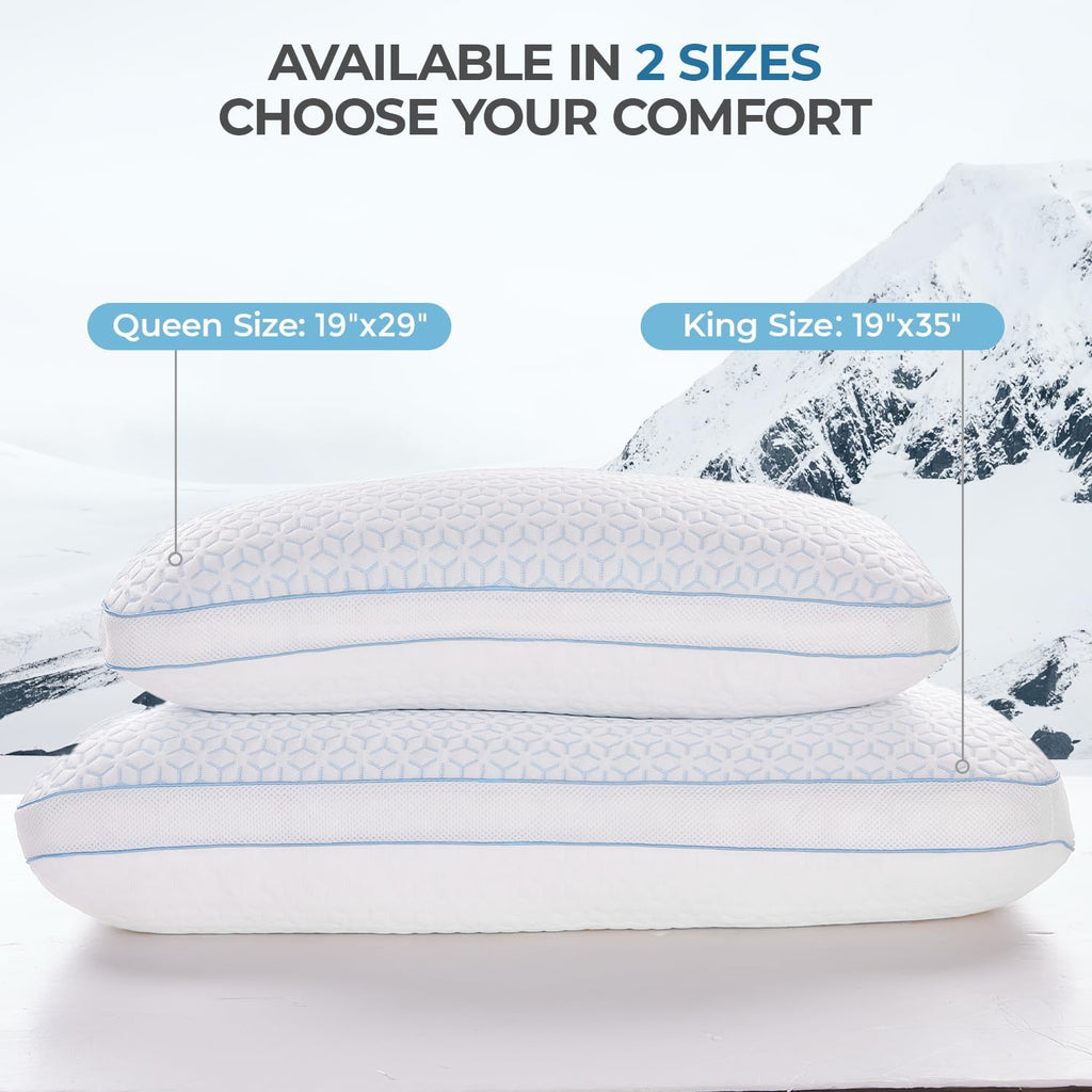 Sweetnight Cooling Pillows Queen Size Set of 2, Shredded Memory Foam Pillows 2 Pack for Hot Sleepers, Cold Bed Pillows for Sleeping…