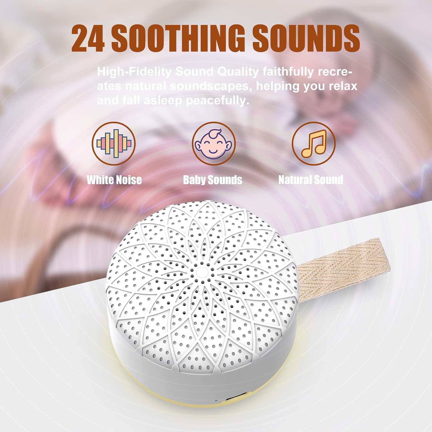 Exporify Sound Machine with 24 Relaxing Nature Sounds, Sleep Portable Travel White Noise Machine for Home, Office, Nursery, Timed and Adjustabl…