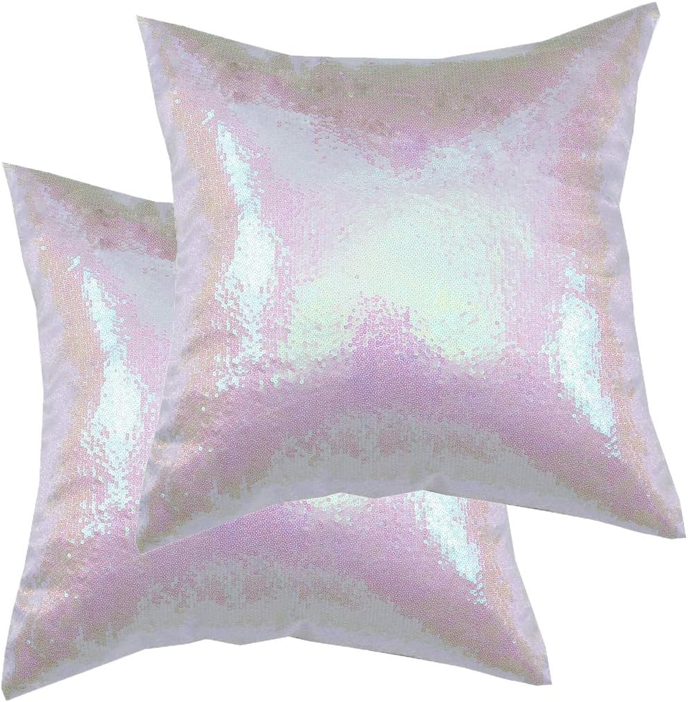 Poise3EHome 18x18 Sequin Pillow Covers, Iridescent Decorative Throw Pillow Covers for Couch, Living Room, Christmas, Set of 2…