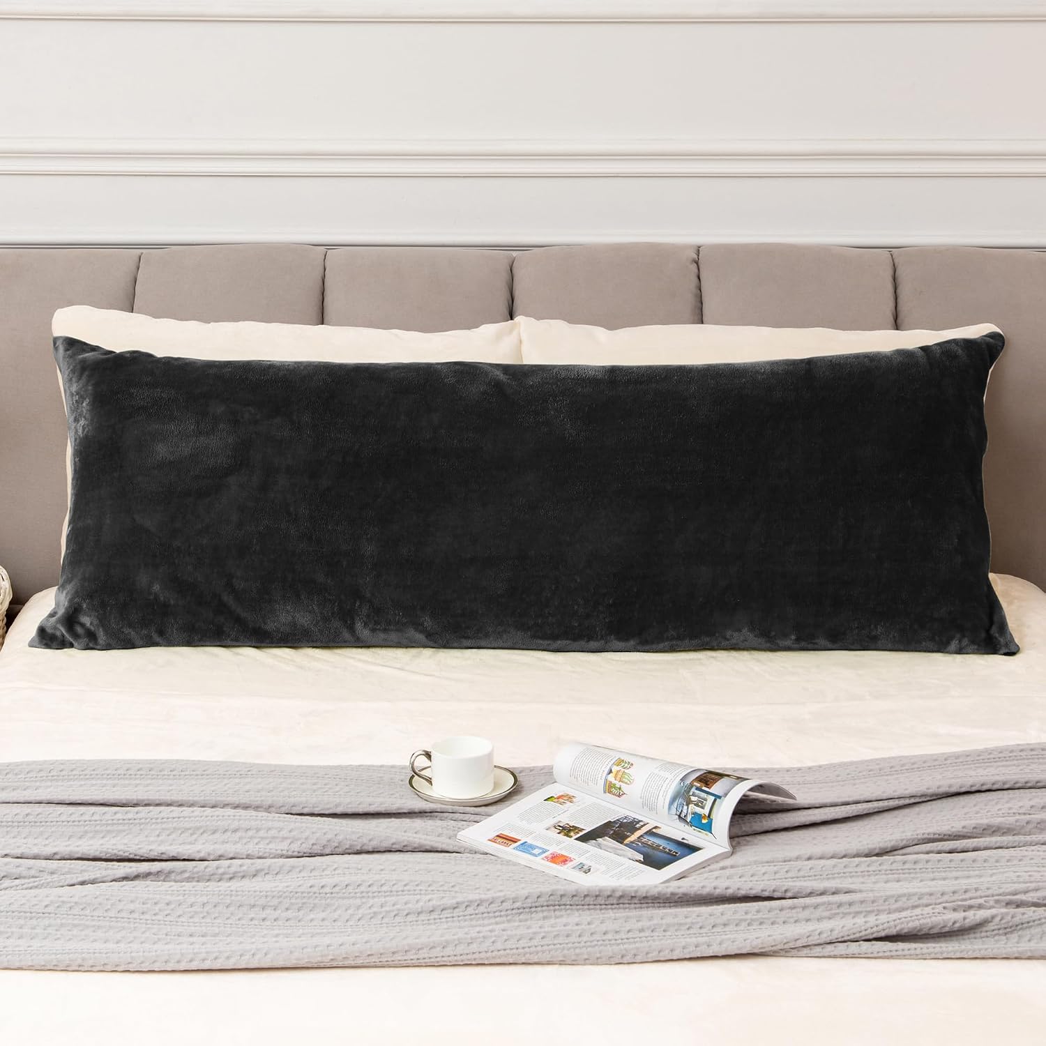 Bedelite Body Pillow Cover with Zipper Closure, Super Soft and Cozy Fuzzy Fleece Pillowcase 20 x 54 Inches, Luxury Fluffy Plush Long Body P…