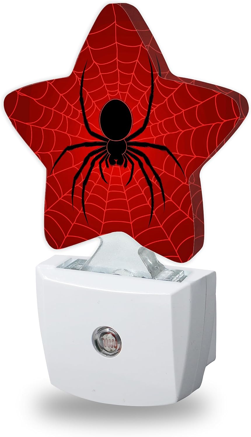 Night Lights Plug Into Wall Decorative, Black Spider Nightlights for Kids Bedroom, Red Spider Web Energy Efficient Dusk-to-Dawn Sensor…