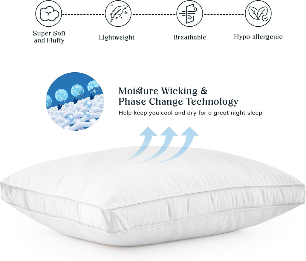 LuxDecorCollection LUX Décor Gusseted Style Soft Hotel Pillows Set of 2 – for Side, Stomach & Back Sleepers - Down Alternative Hotel Bed Pi…