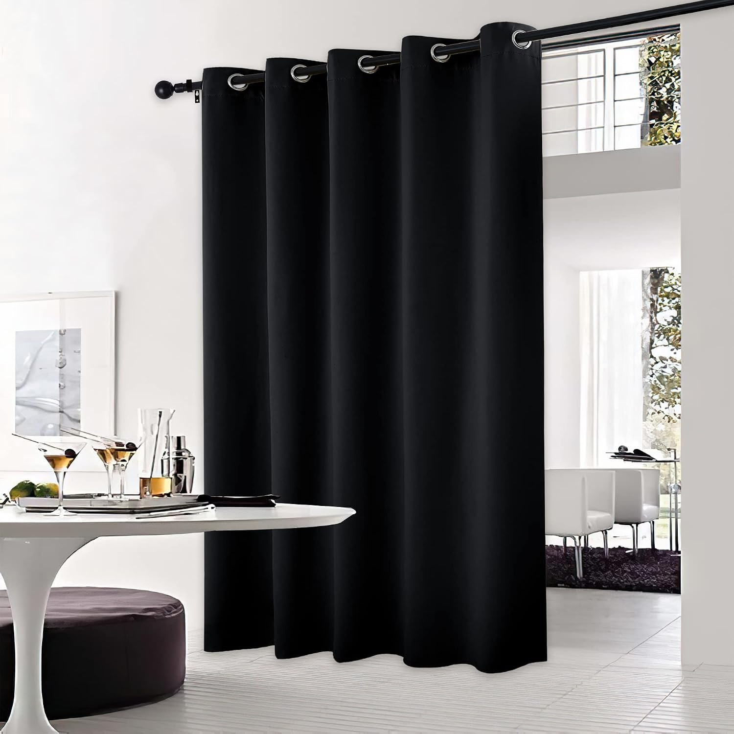 NICETOWN Blackout Curtain for Sliding Door, Patio Door Curtains, Thermal Insulated Wide Drapes/Draperies for Bedroom (Black, 70 by 84…