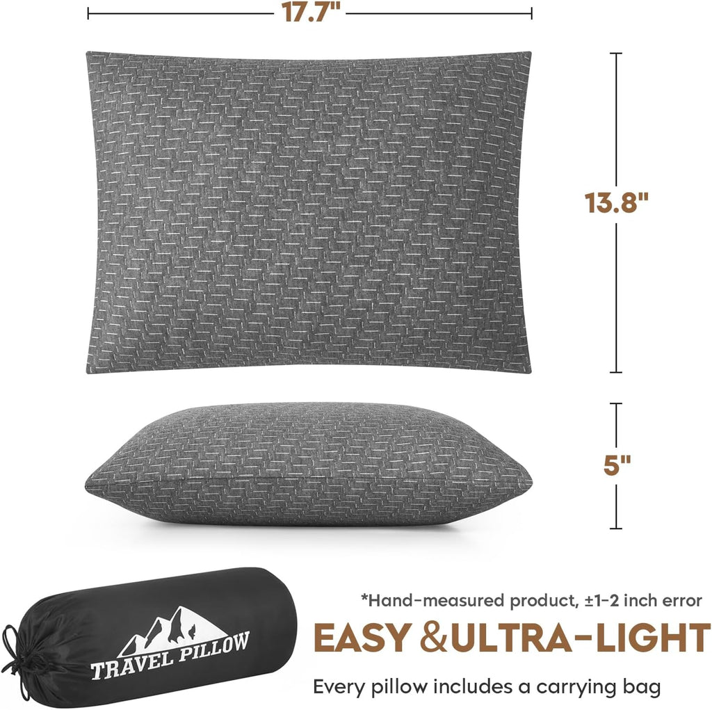 Camping Pillow Travel Pillow Small Shredded Memory Foam Pillow - Compressible Medium Firm, Breathable Cover, Ideal Backpacking Hiking…