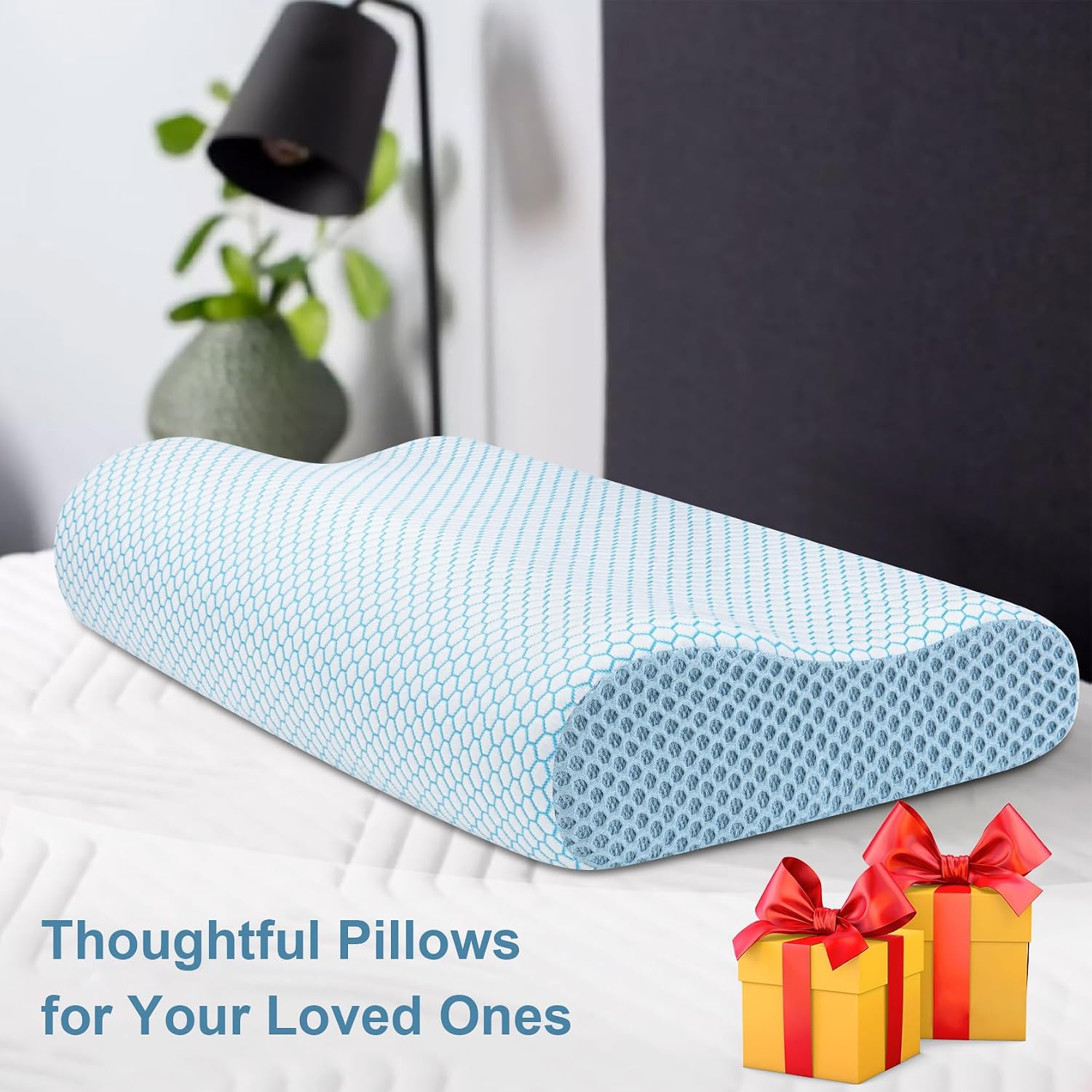 AnvoHome Anvo Memory Foam Pillow, Neck Contour Cervical Orthopedic Bed Pillow for Sleeping Side Back Stomach Sleeper, Ergonomic Design for…