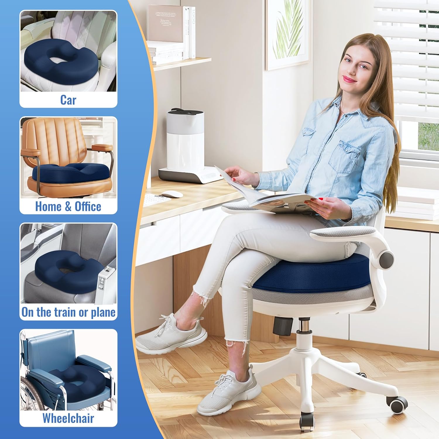 CloudBliss Donut Pillow Seat Cushion for Tailbone and Hemorrhoids, Memory Foam Chair Cushion for Postpartum Pregnancy, Seat Cushions for Me…