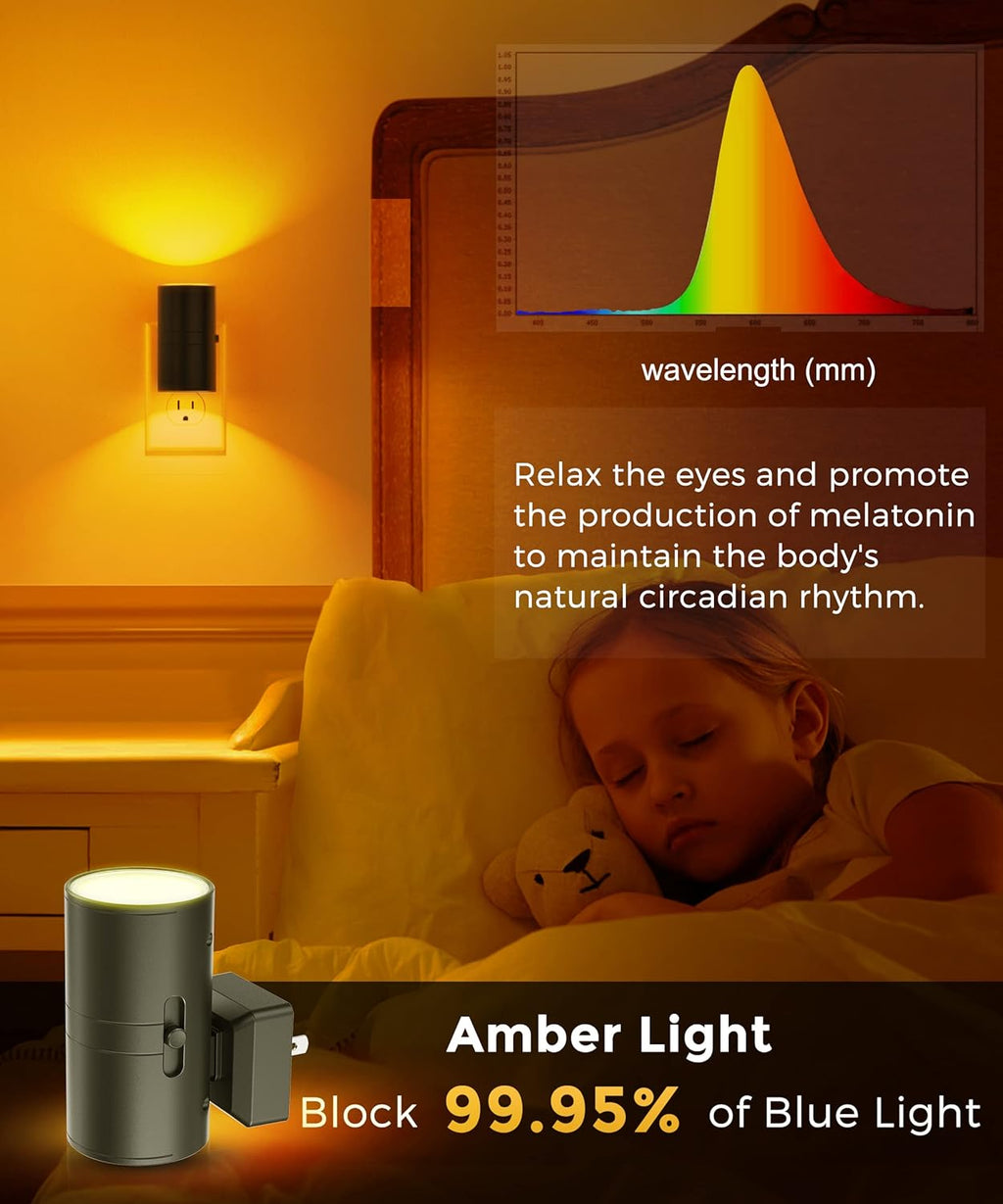 L LOHAS LED Night Light, Amber Nightlight, Dimmable Night Light, Light Sensor, Yellow Nightlight, 0-100LM, Sleep Light for Kids, Soft &…