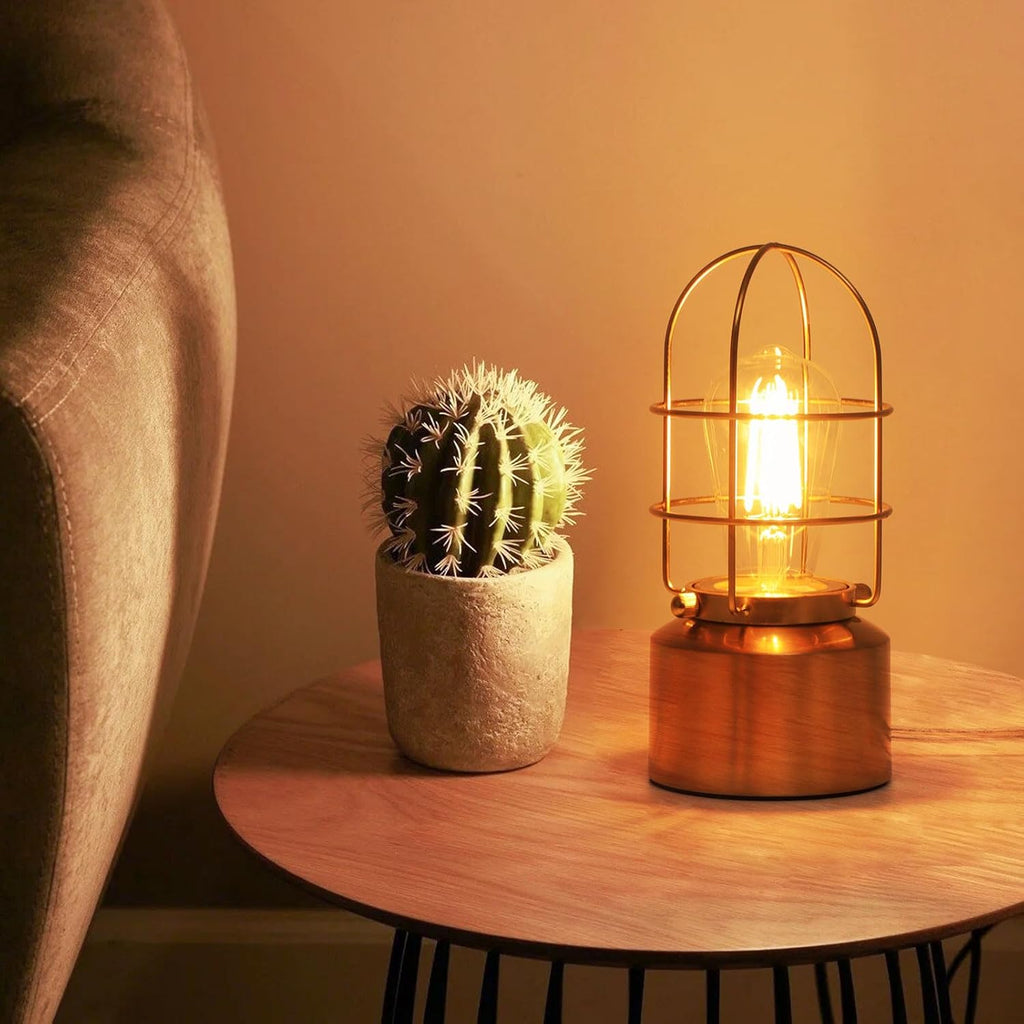 Haian Support Small Touch Gold Table Lamp for Small Spaces - 3 Way Dimmable Industrial Bedside Lamp - Steampunk Antique Nightstand Desk…