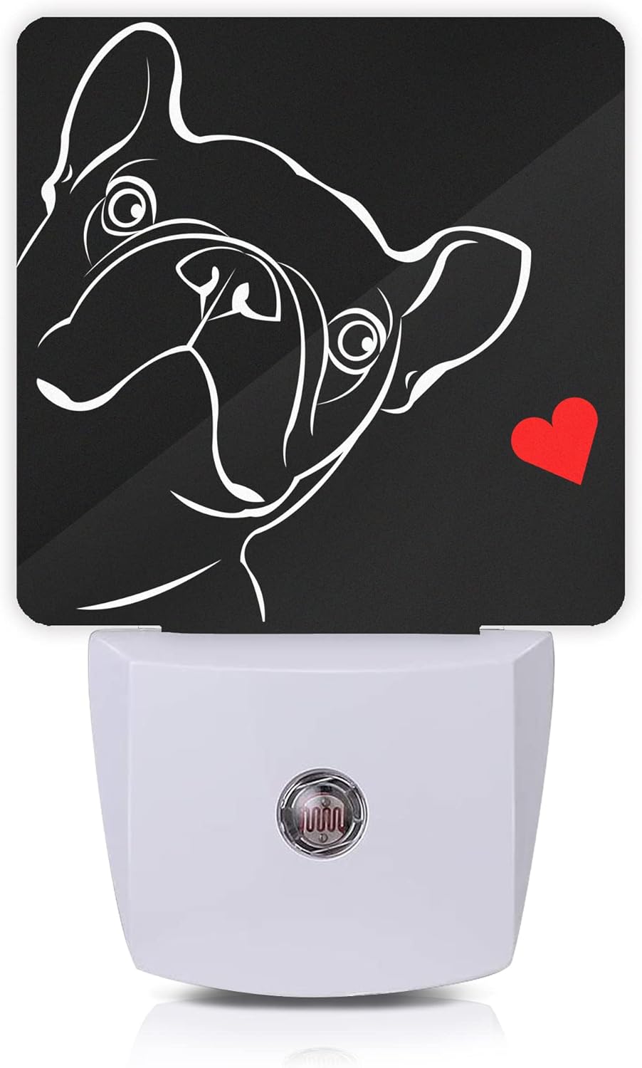 French Bulldog Dog red Heart Night Light Plug-in LED Nightlights Auto Sensor Night Lamp Dusk-to-Dawn Lamp Home Decor for Nursery Children…