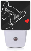 French Bulldog Dog red Heart Night Light Plug-in LED Nightlights Auto Sensor Night Lamp Dusk-to-Dawn Lamp Home Decor for Nursery Children…