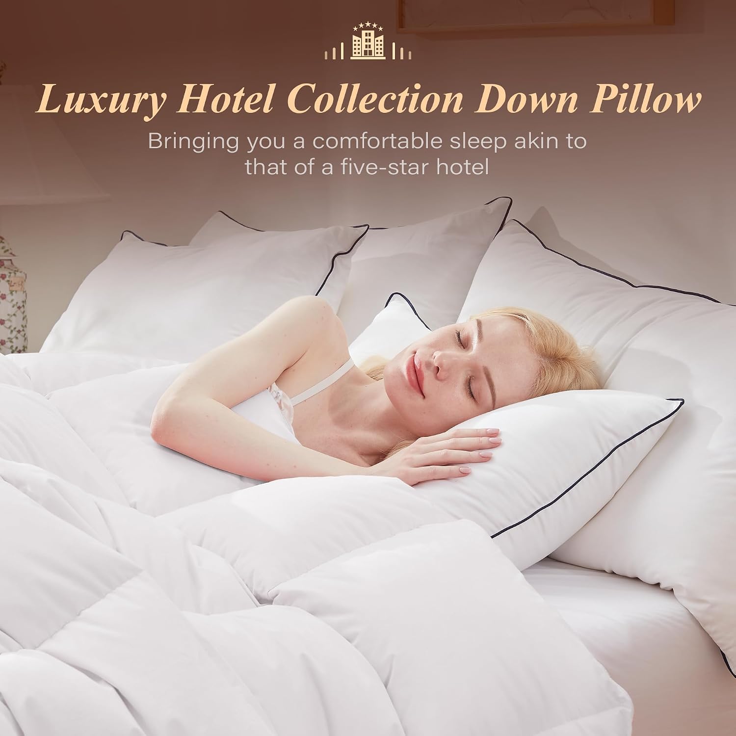 Cosybay Goose Feather Down Fiber Pillows King Size Set of 2, Luxury Bed Pillow for Sleeping, Ultra Soft Cover Hotel Collection Bed…