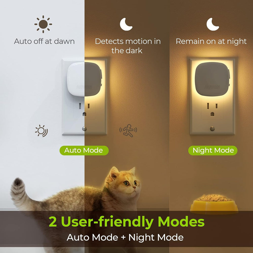 AUVON Plug-in LED Backlit Night Light with Motion Sensor & Dusk to Dawn Sensor, 2200K Soft Warm White Nightlight with 1-50lm Dimmable…