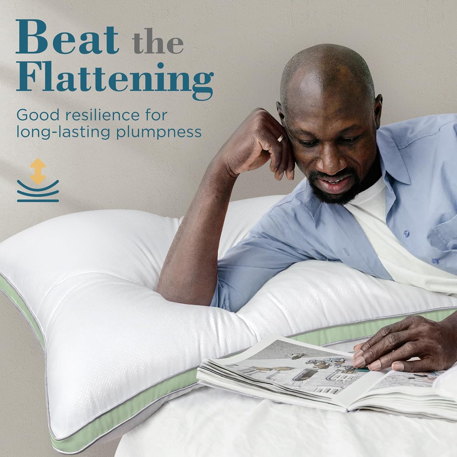 viewstar Bed Pillows King Size Set of 2, Firm Support Down Alternative Gusseted Pillows for Side, Back, or Stomach Sleepers, Green